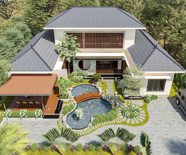 BIỆT THỰ SÂN VƯỜN MÁI NHẬT KẾT HỢP HỒ CẢNH QUAN - KHÔNG GIAN SỐNG CHUẨN NGHỈ DƯỠNG
